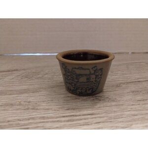 Miniature Stoneware Planter With Blue Noah's Ark Scene Design